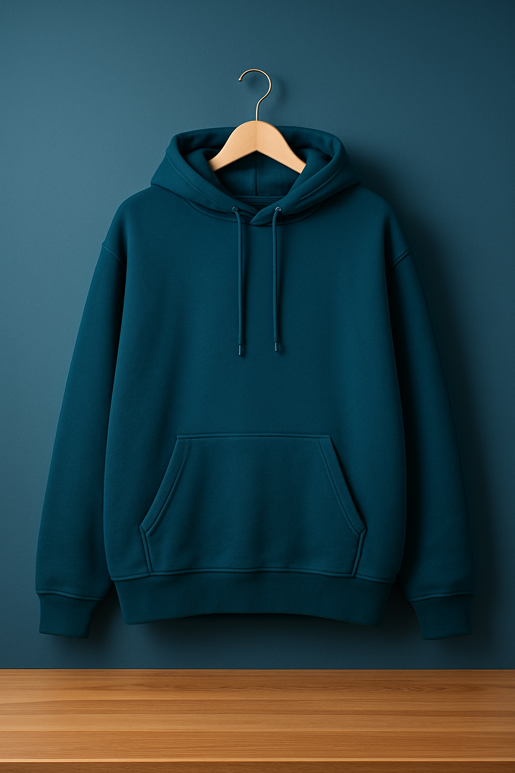 Teal Plain Cotton Hoodie For Unisex - 350GSM Anti-Fade Fabric